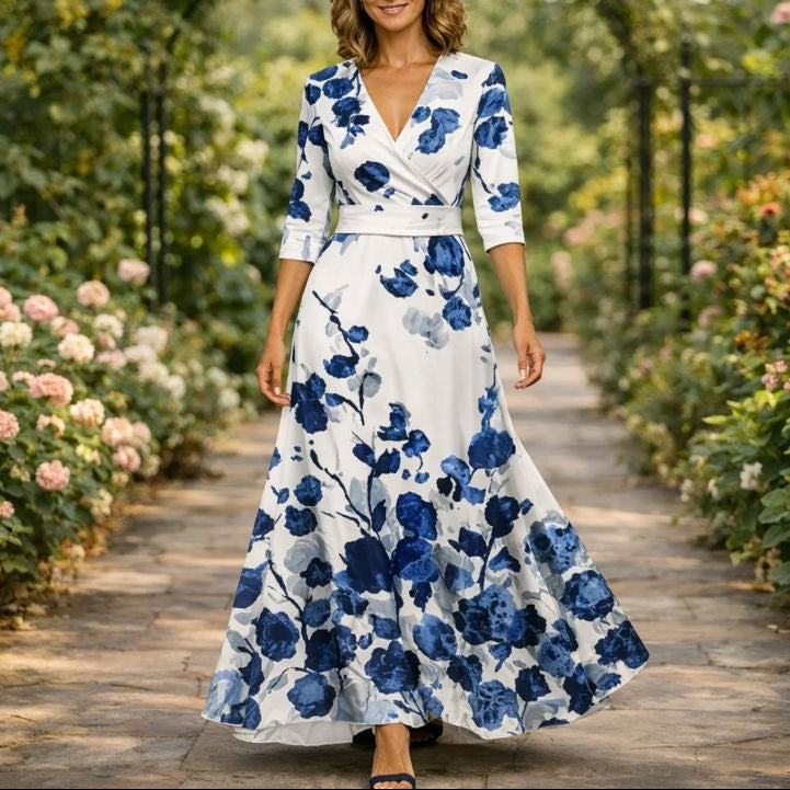 Fleur™ - Elegante vestido de flores con escote en V