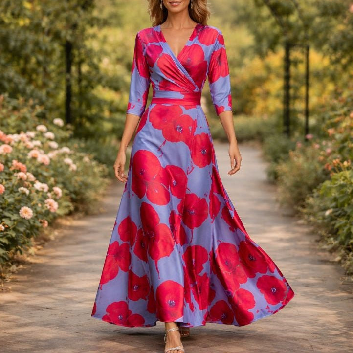 Fleur™ - Elegante vestido de flores con escote en V