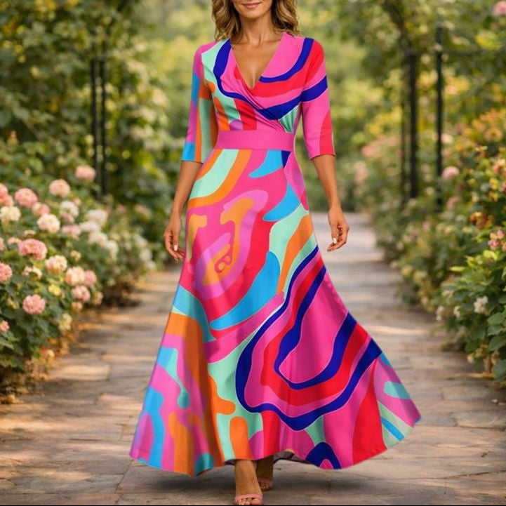 Fleur™ - Elegante vestido de flores con escote en V