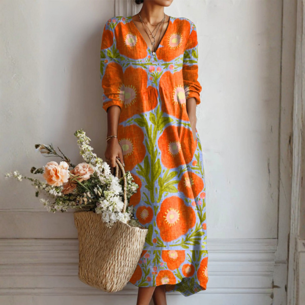 Mireille | Vestido Impreso de Flores Vintage