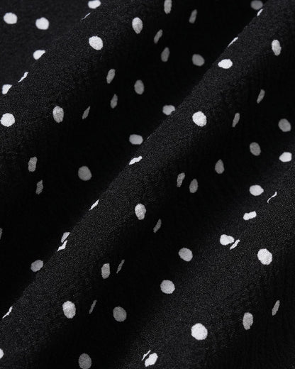 Falda Midi Arrugada con Lunares Negros