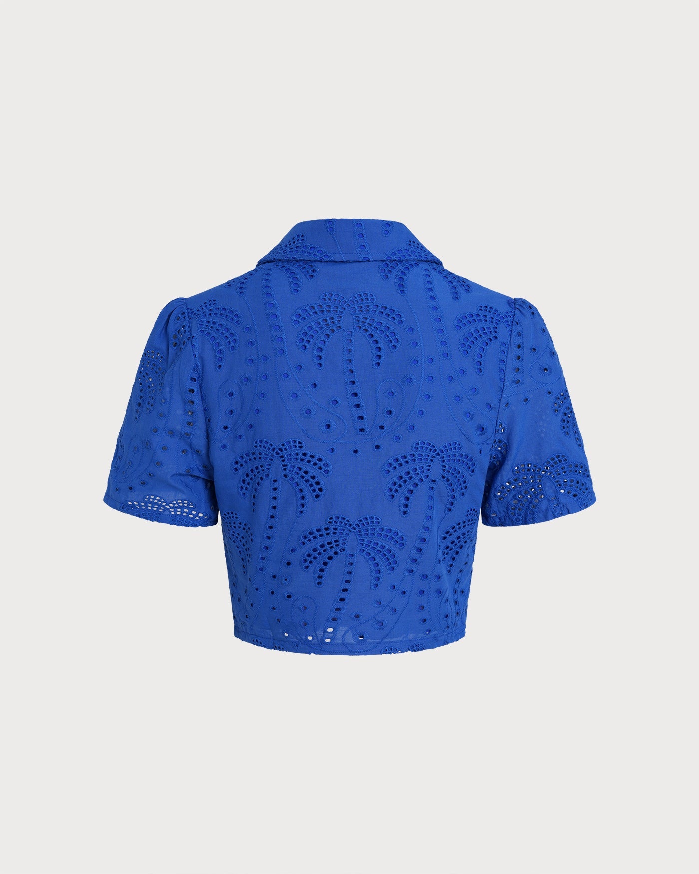 Blusa de Cuello con Botón Texturizado Azul