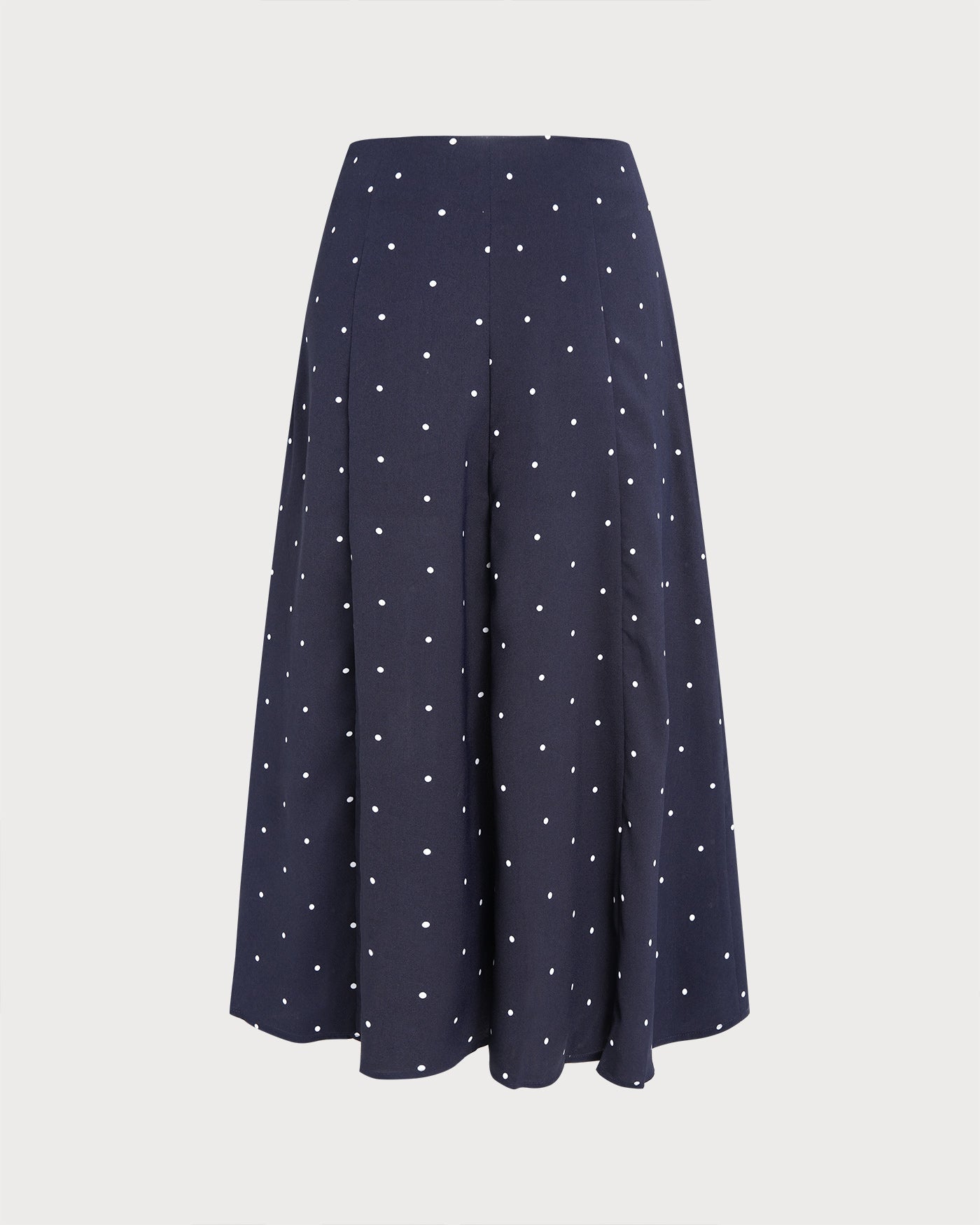 Falda Midi de Lunares con Corte en la Parte Lateral en Color Marino