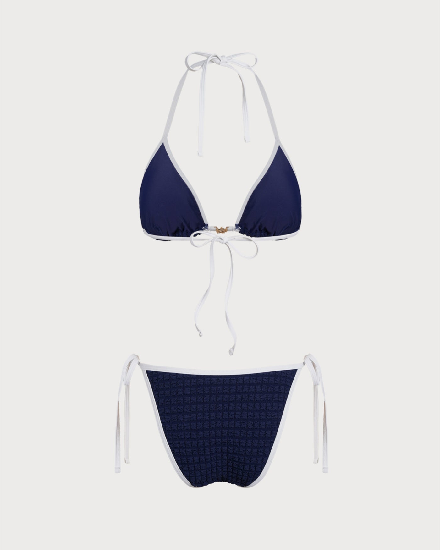 Conjunto de Bikini Halter en Color Azul Contrastante