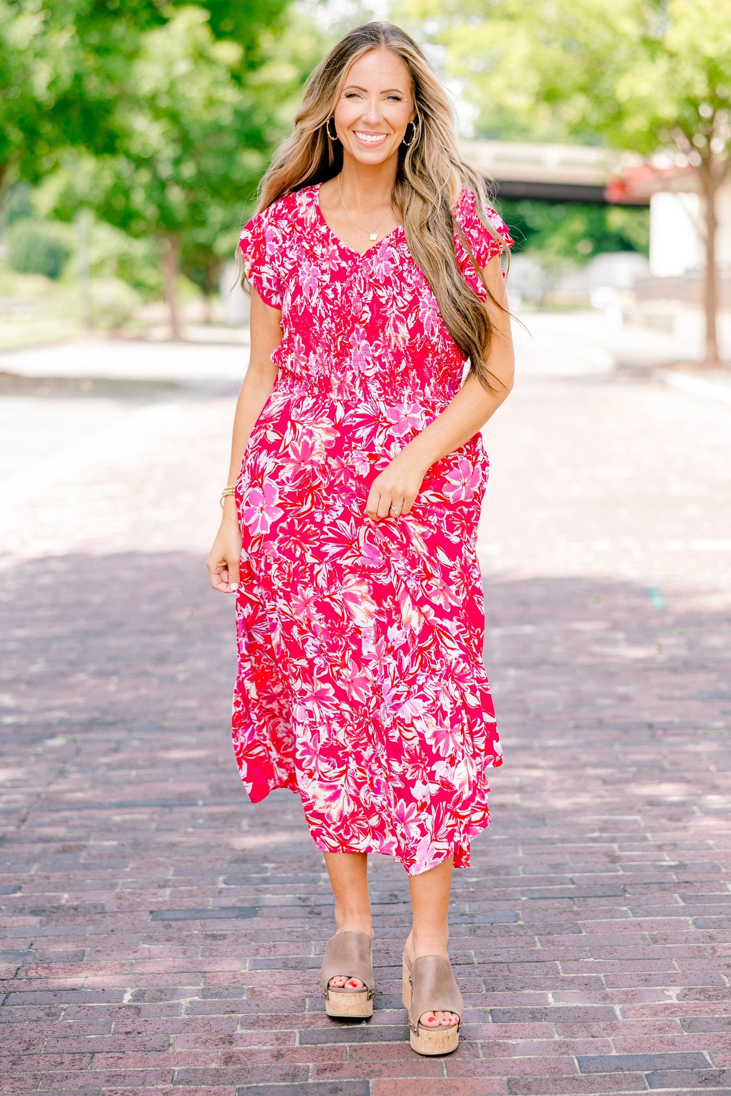 Vestido Midi Daring Hearts, Rosa