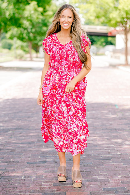 Vestido Midi Daring Hearts, Rosa