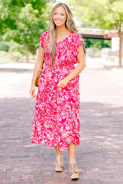 Vestido Midi Daring Hearts, Rosa