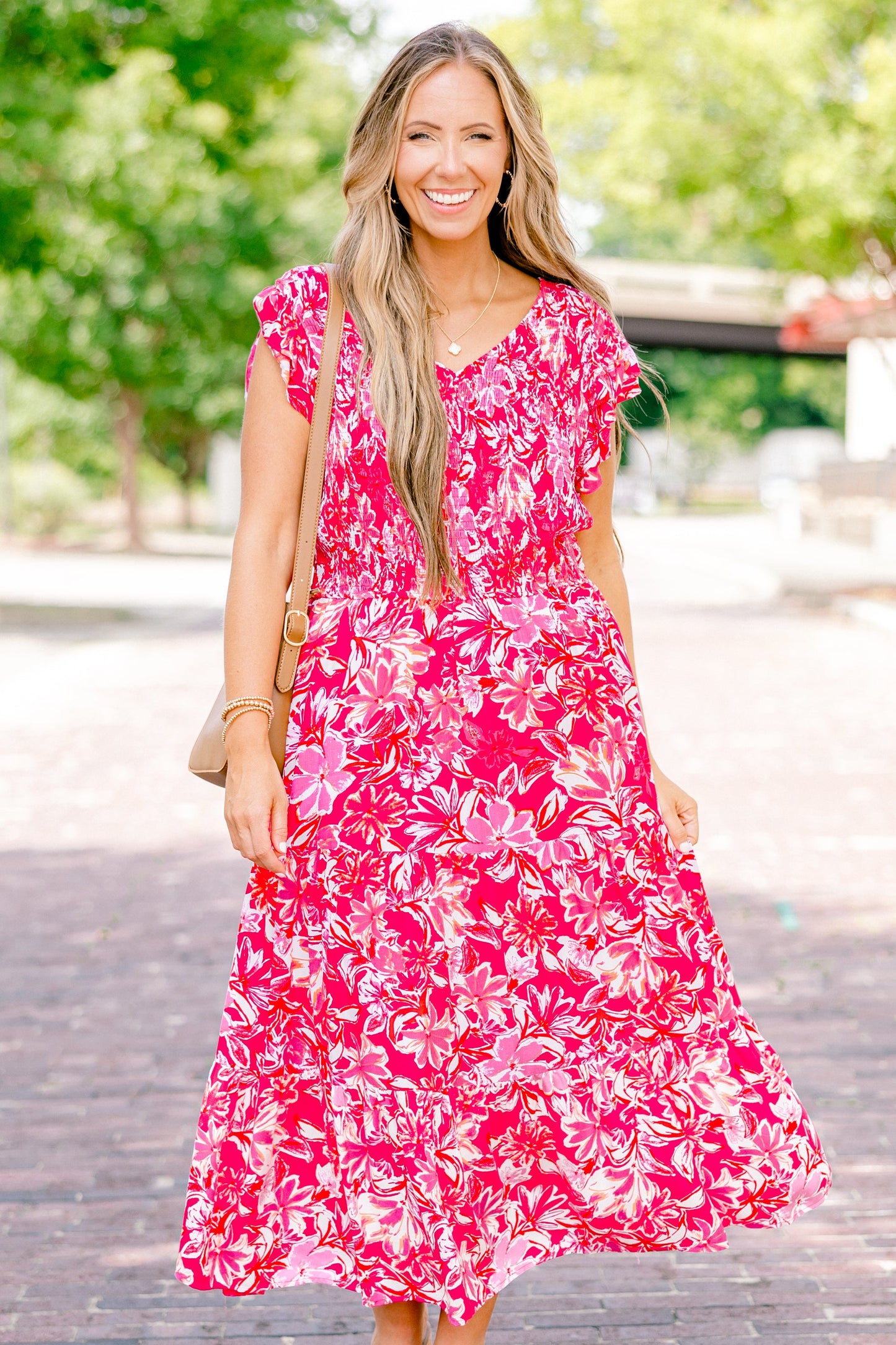 Vestido Midi Daring Hearts, Rosa