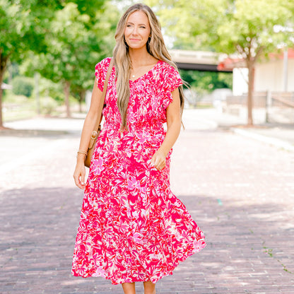 Vestido Midi Daring Hearts, Rosa