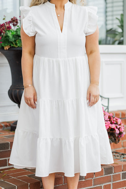 No Te Vayas Tan Pronto Vestido Midi, Blanco