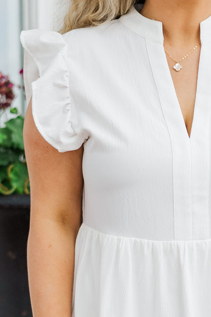 No Te Vayas Tan Pronto Vestido Midi, Blanco