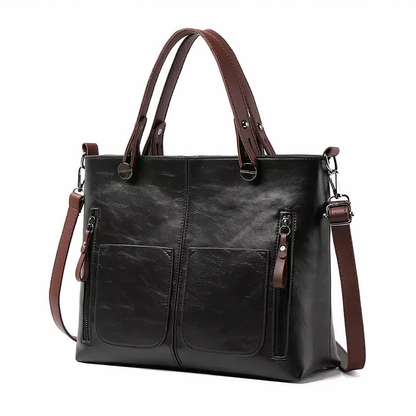 Amandine | Bolsa Tote Multi-Bolsillos Cuero Vintage