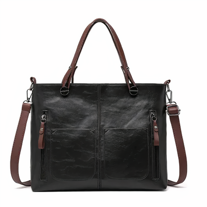 Amandine | Bolsa Tote Multi-Bolsillos Cuero Vintage