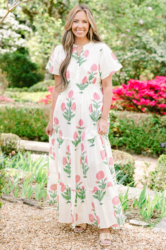 Vestido Maxi Momentos Encantadores, Crema