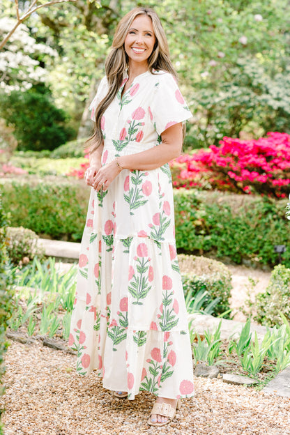 Vestido Maxi Momentos Encantadores, Crema