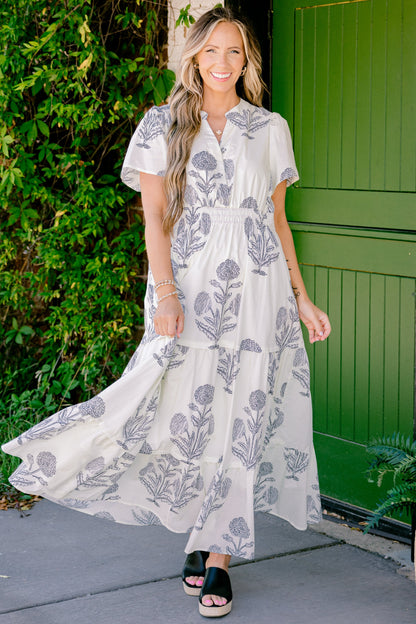 Vestido Maxi Momentos Encantadores, Crema-Negro