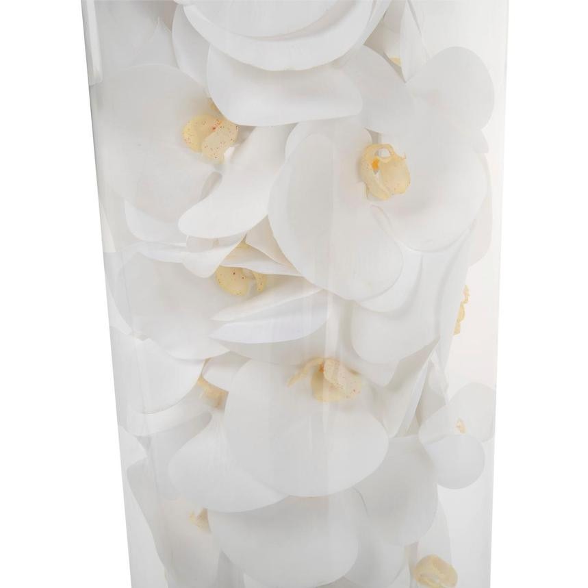Arreglo de Orquídeas Phalaenopsis Blancas en Cilindro de Vidrio Soplado a Mano