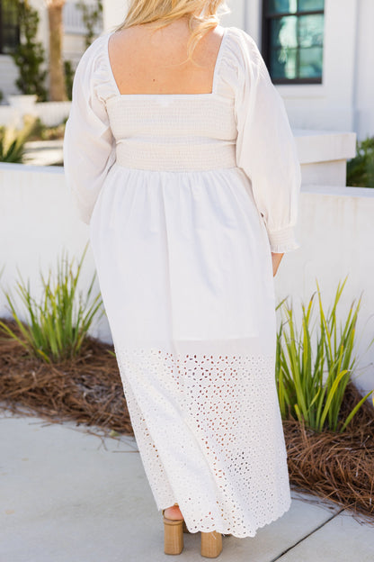 Vestido Midi Brisa Flotante, Blanco