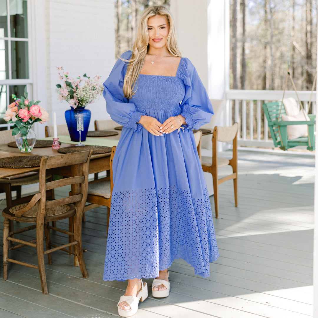 Vestido Midi Brisa Flotante, Azul