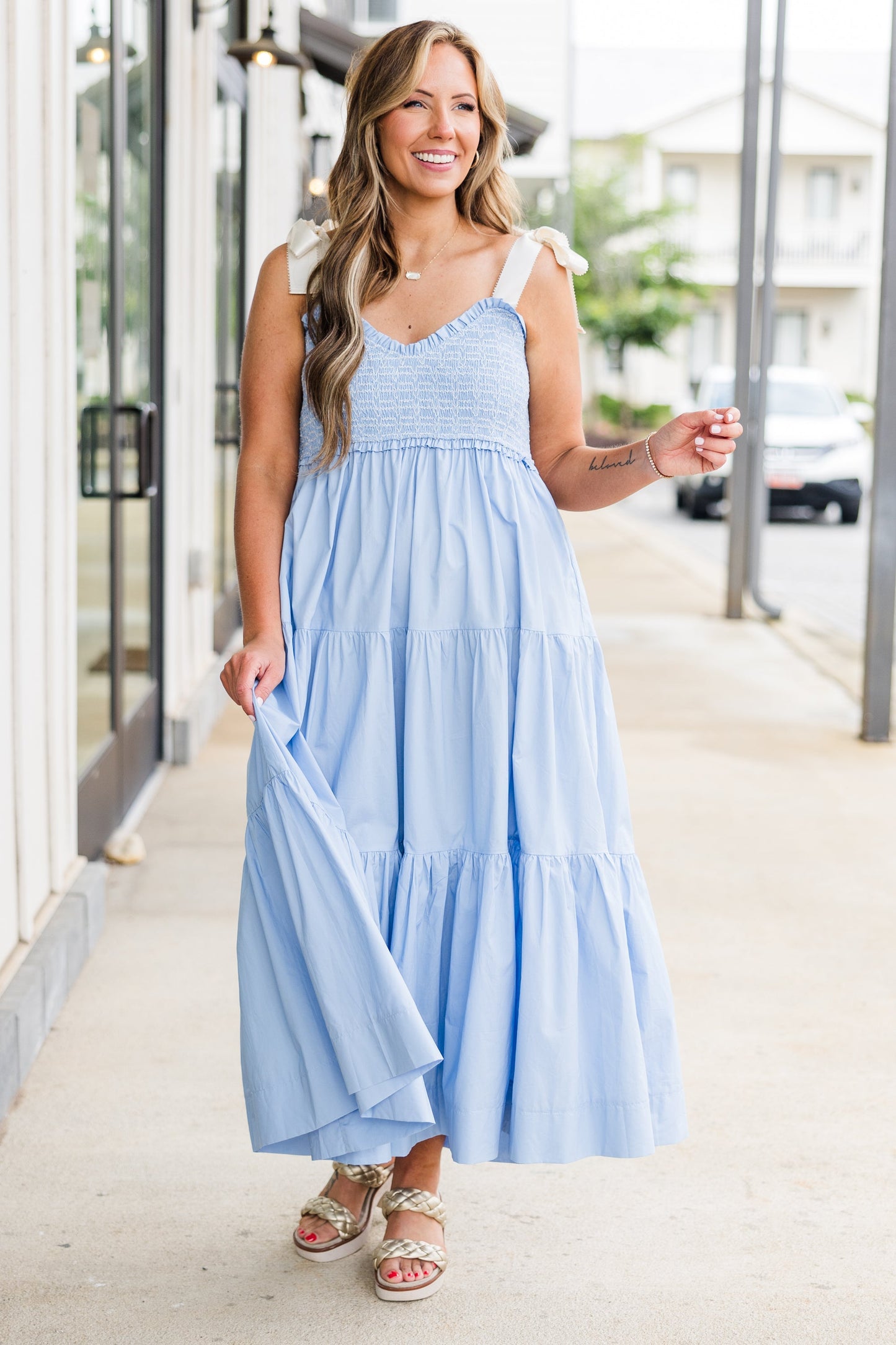 Vestido Jardín de Medianoche, Azul Hielo