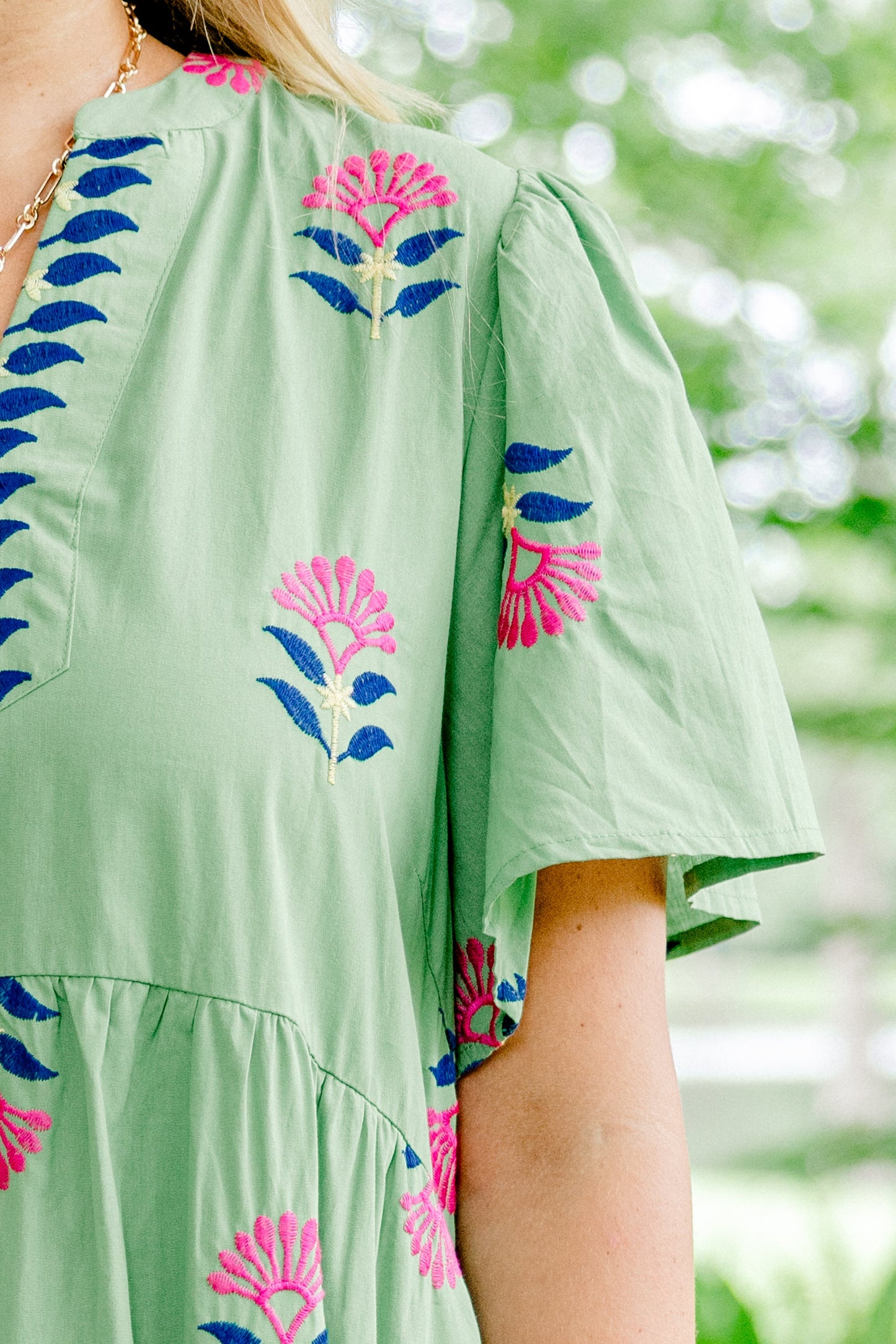 Vestido Graceful Blooms, Verde