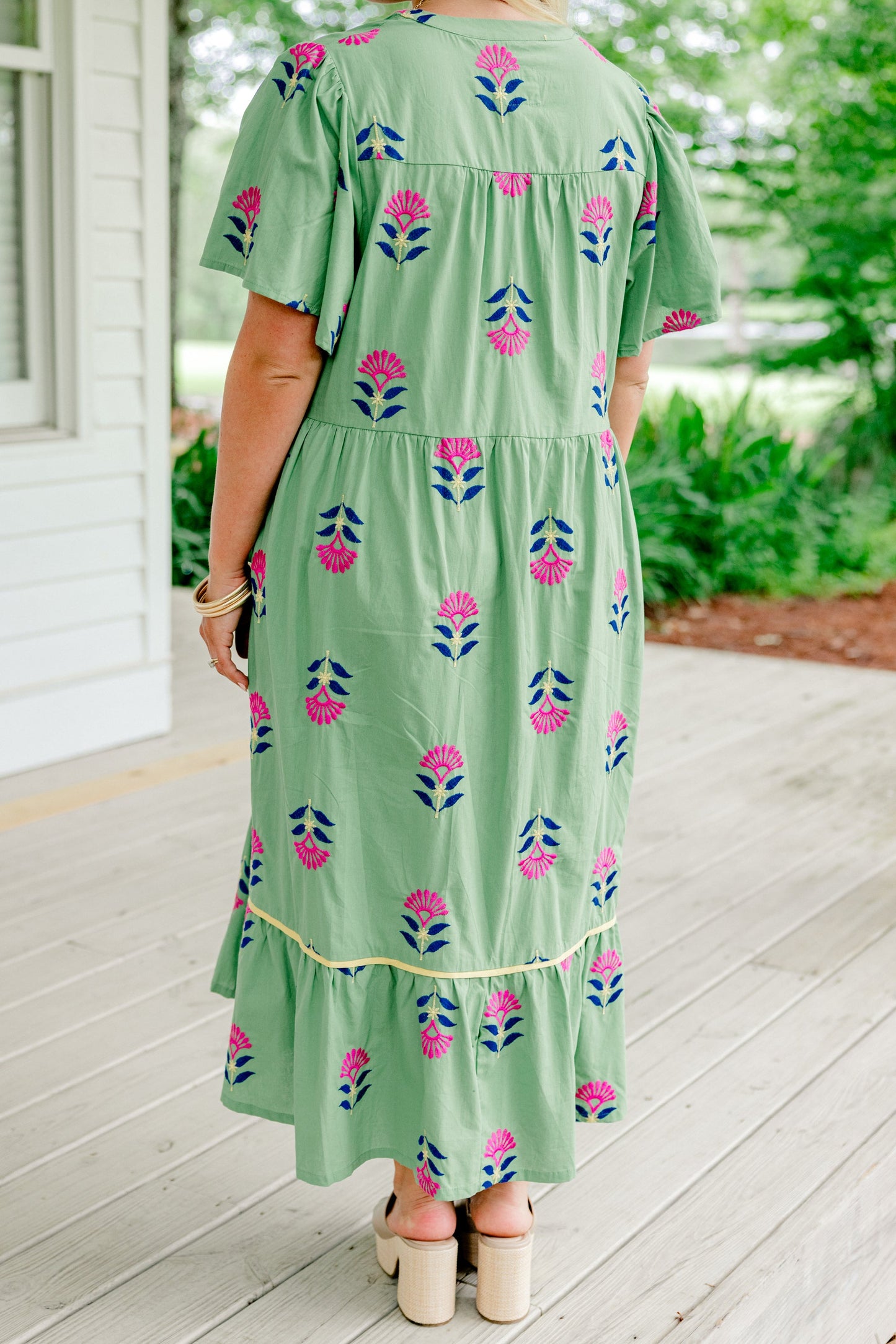 Vestido Graceful Blooms, Verde