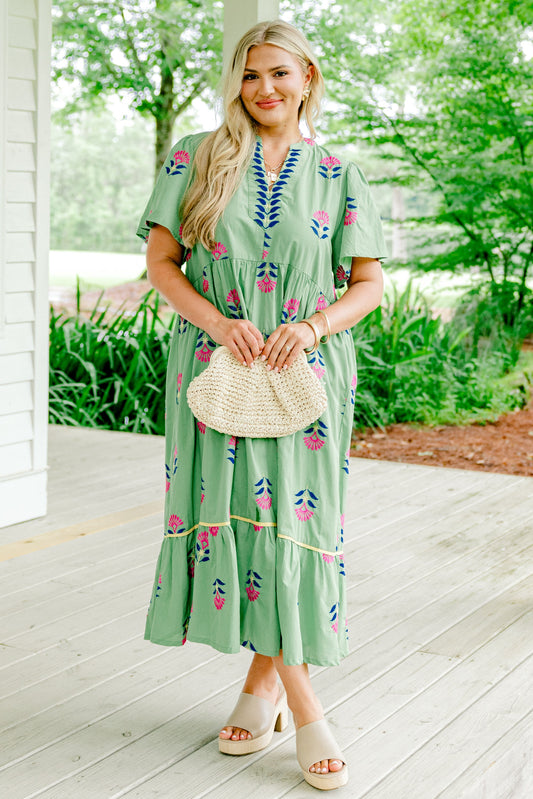 Vestido Graceful Blooms, Verde