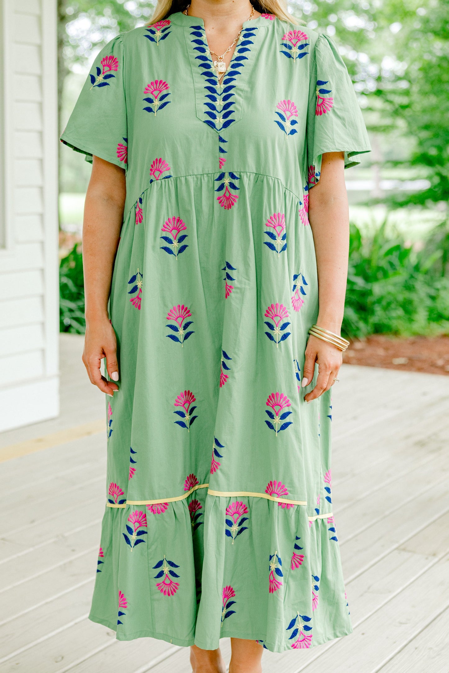 Vestido Graceful Blooms, Verde