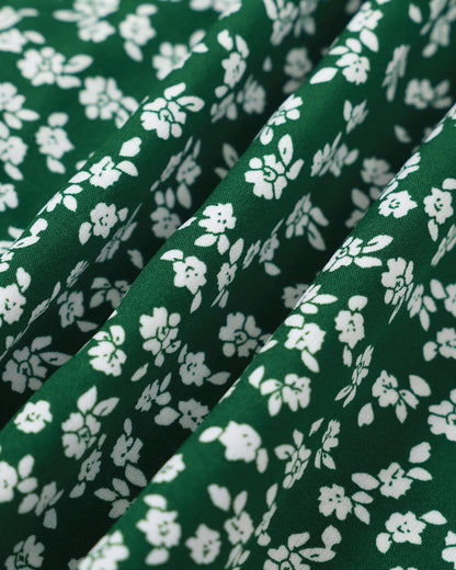 El Vestido Midi Floral Verde con Escote en V