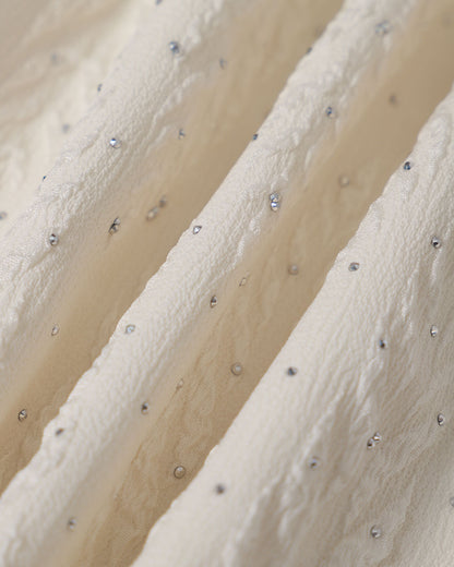 El Vestido Mini Texturizado de Cuello Barco Beige