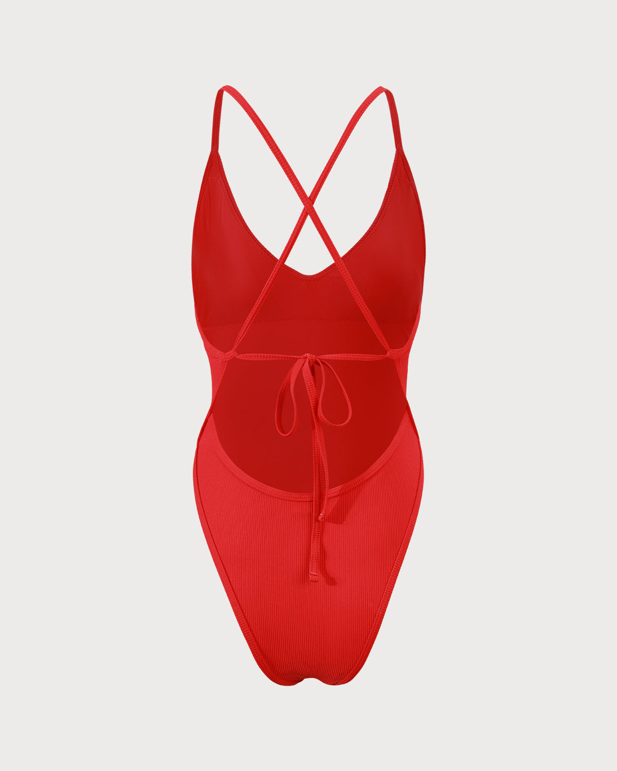 Bañador Rojo de Espalda Cruzada con Rayas