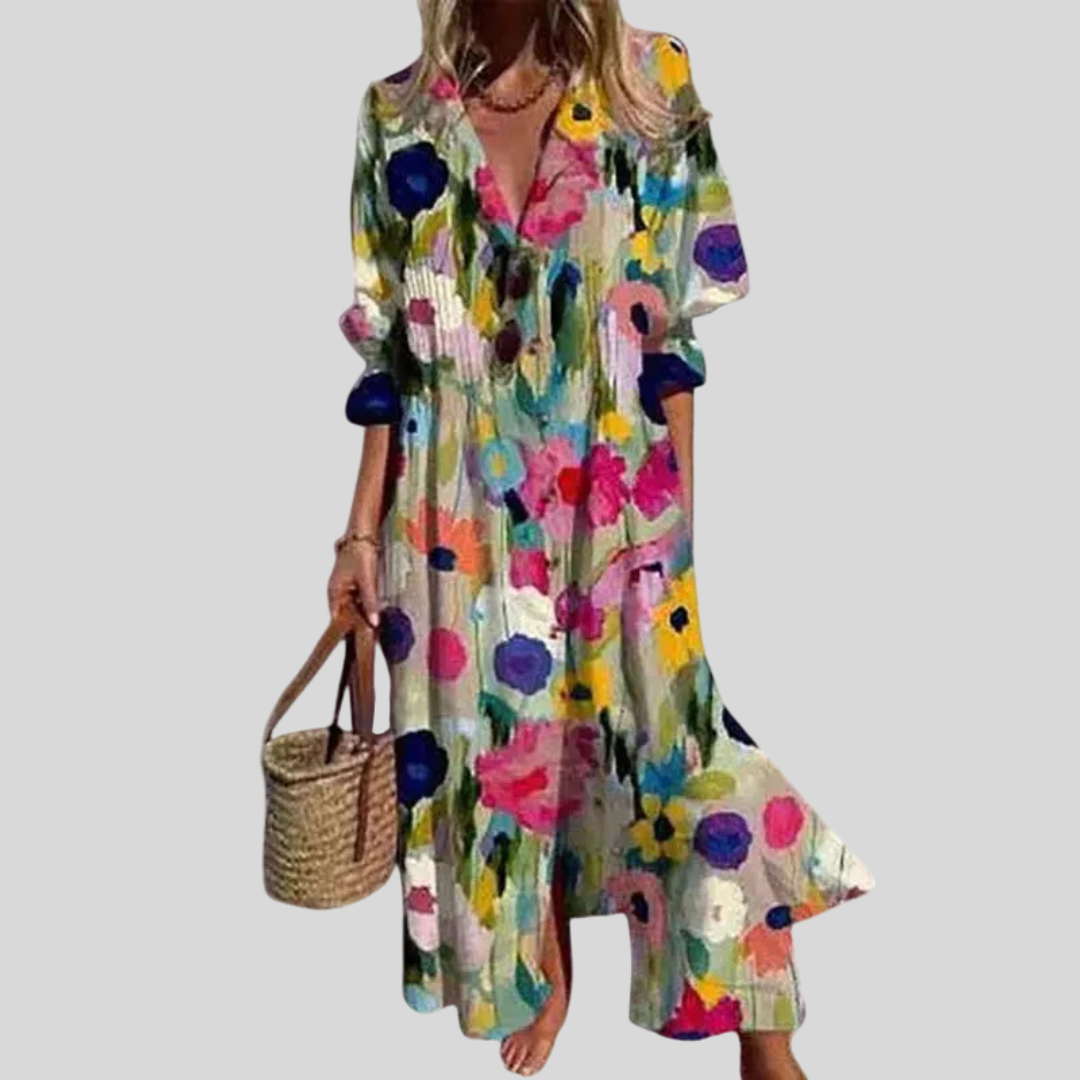 Zariah | Vestido Maxi Impreso Acuarela