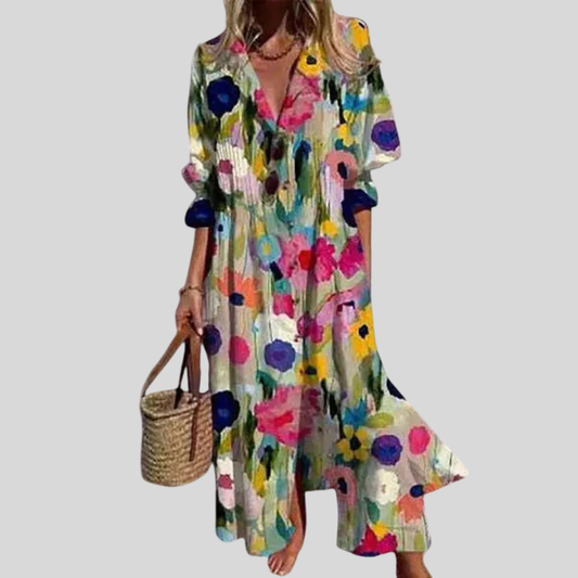 Zariah | Vestido Maxi Impreso Acuarela