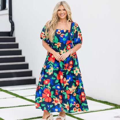 Vestido Let's Get Away, Floral Marino