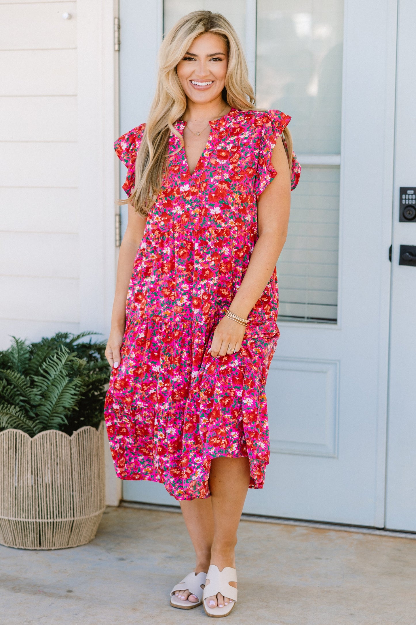 Vestido Midi Love Grows Strong, Floral Rosa