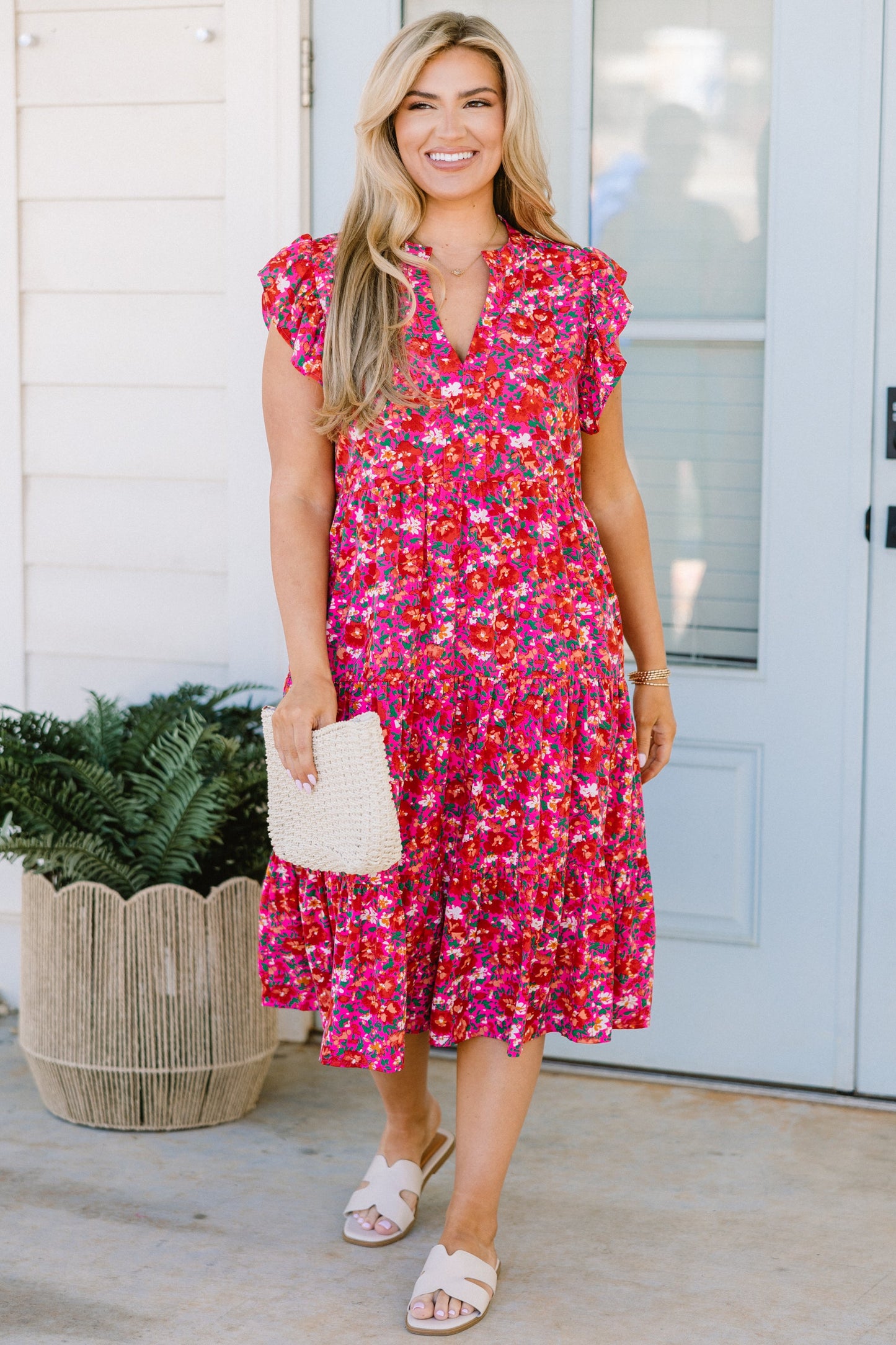 Vestido Midi Love Grows Strong, Floral Rosa