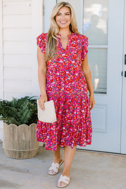 Vestido Midi Love Grows Strong, Floral Rosa