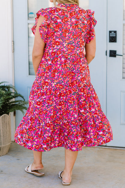 Vestido Midi Love Grows Strong, Floral Rosa
