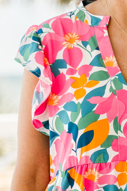 Vestido Midi Love Grows Strong, Floral Blanco