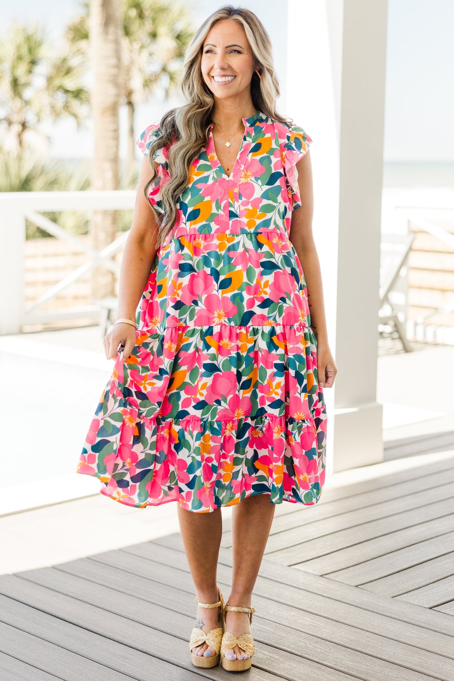 Vestido Midi Love Grows Strong, Floral Blanco