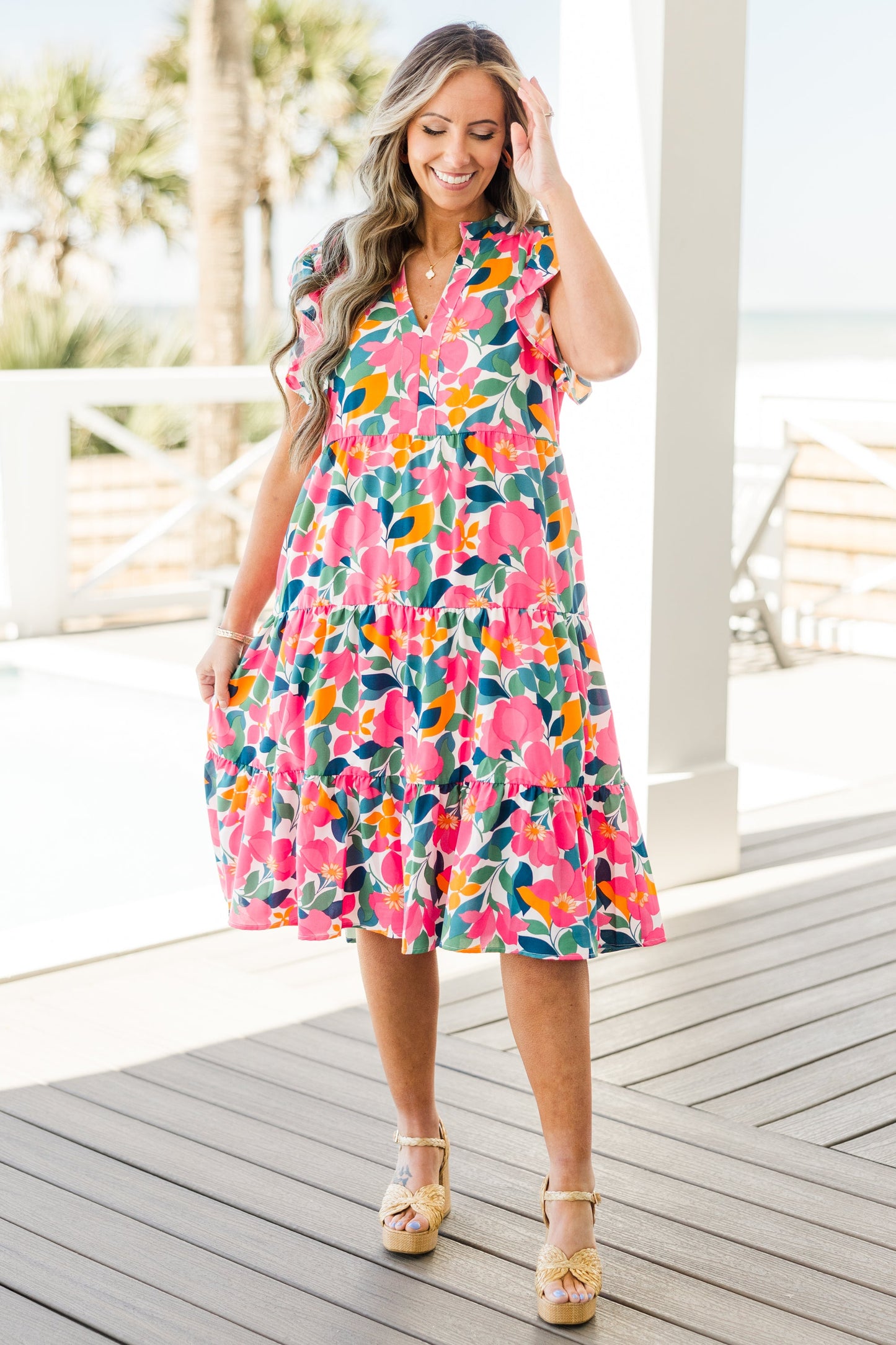 Vestido Midi Love Grows Strong, Floral Blanco