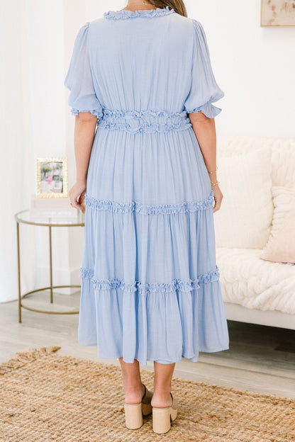 Vestido Maxi Haciendo Una Declaración, Azul Bebé