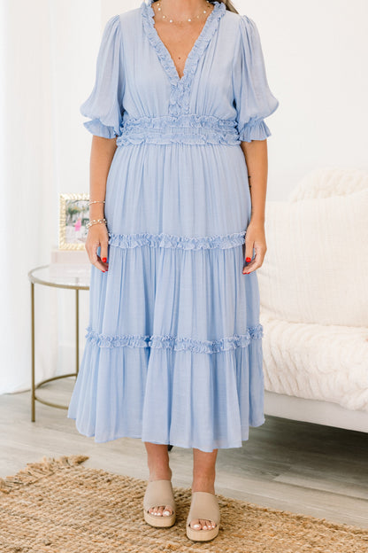 Vestido Maxi Haciendo Una Declaración, Azul Bebé