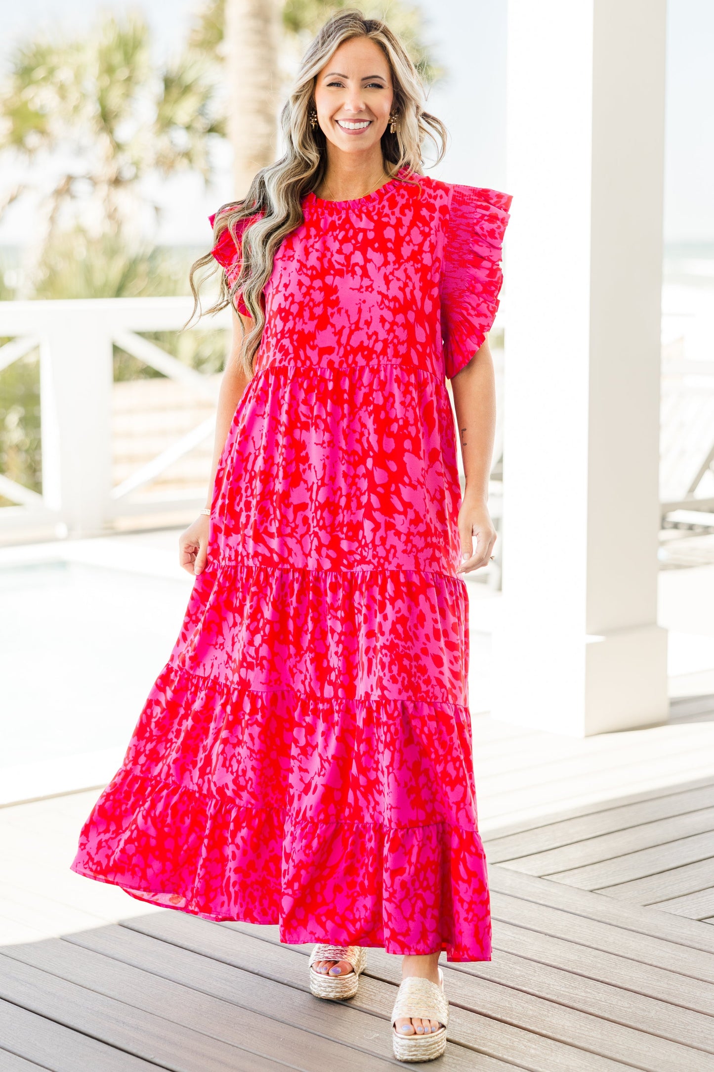 Vestido Maxi Meadows Musgo, Fucsia