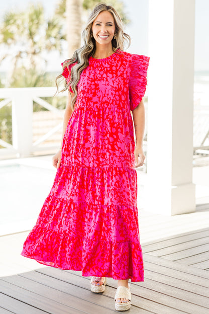 Vestido Maxi Meadows Musgo, Fucsia