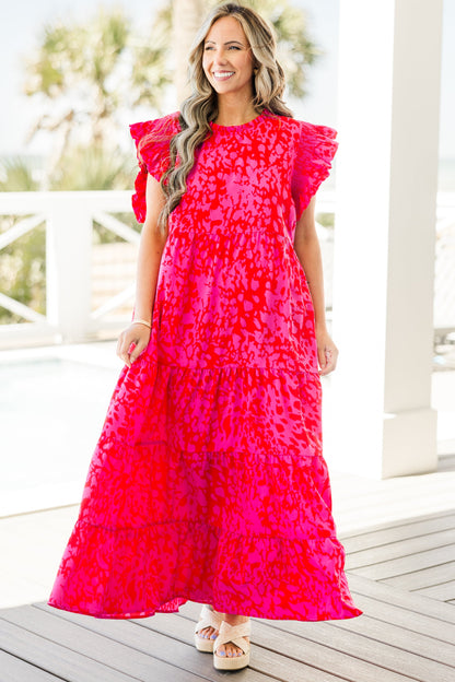 Vestido Maxi Meadows Musgo, Fucsia