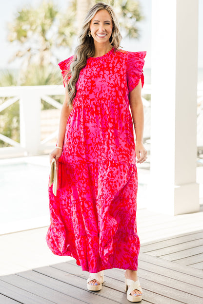Vestido Maxi Meadows Musgo, Fucsia