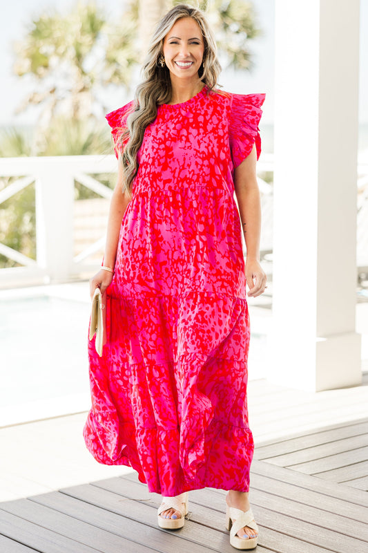 Vestido Maxi Meadows Musgo, Fucsia