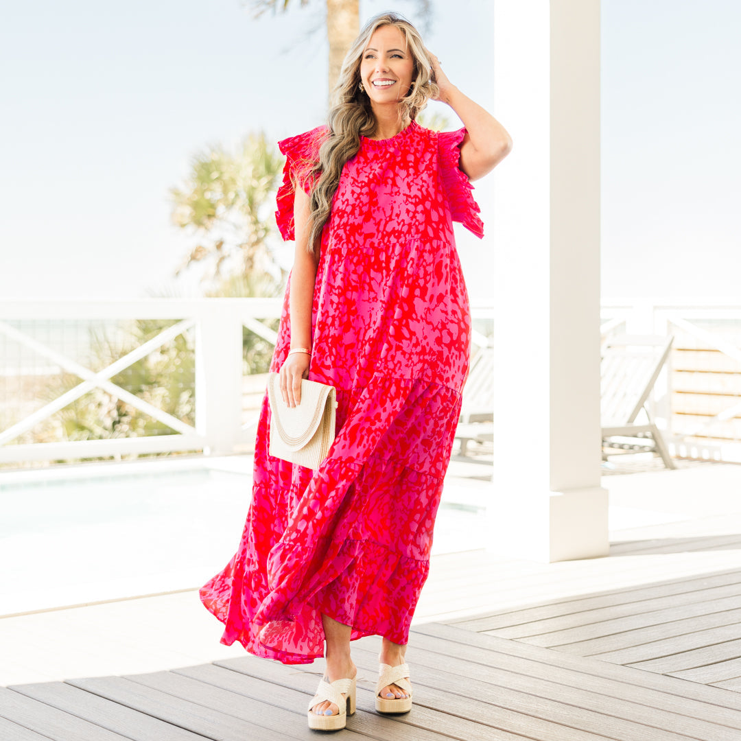Vestido Maxi Meadows Musgo, Fucsia