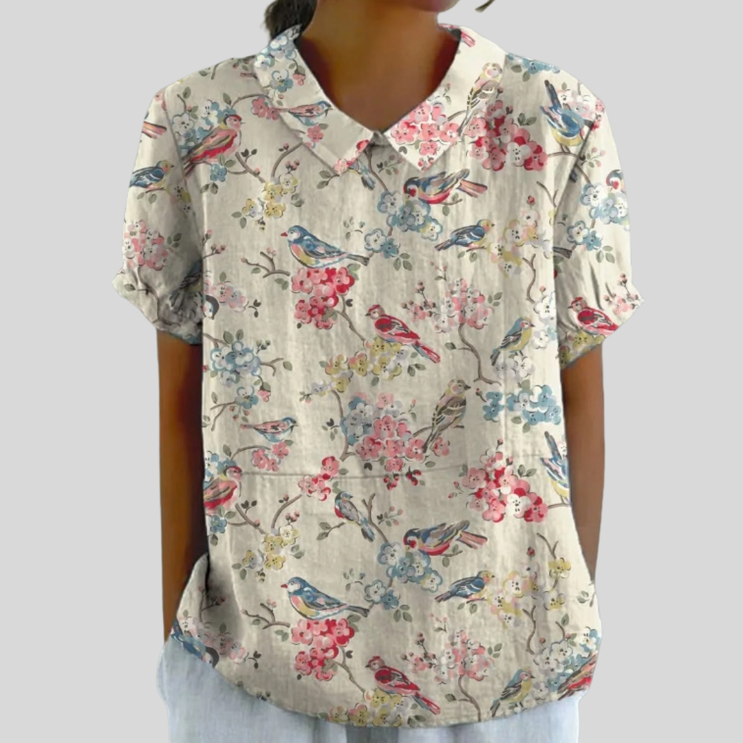 Clémence | Blusa Impresa de Pájaros y Flores